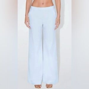 High-Rise Wide Leg Pants in Pale Blue